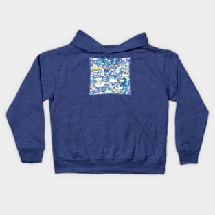 The secret map of Unicorns Village II // indigo blue background Kids Hoodie